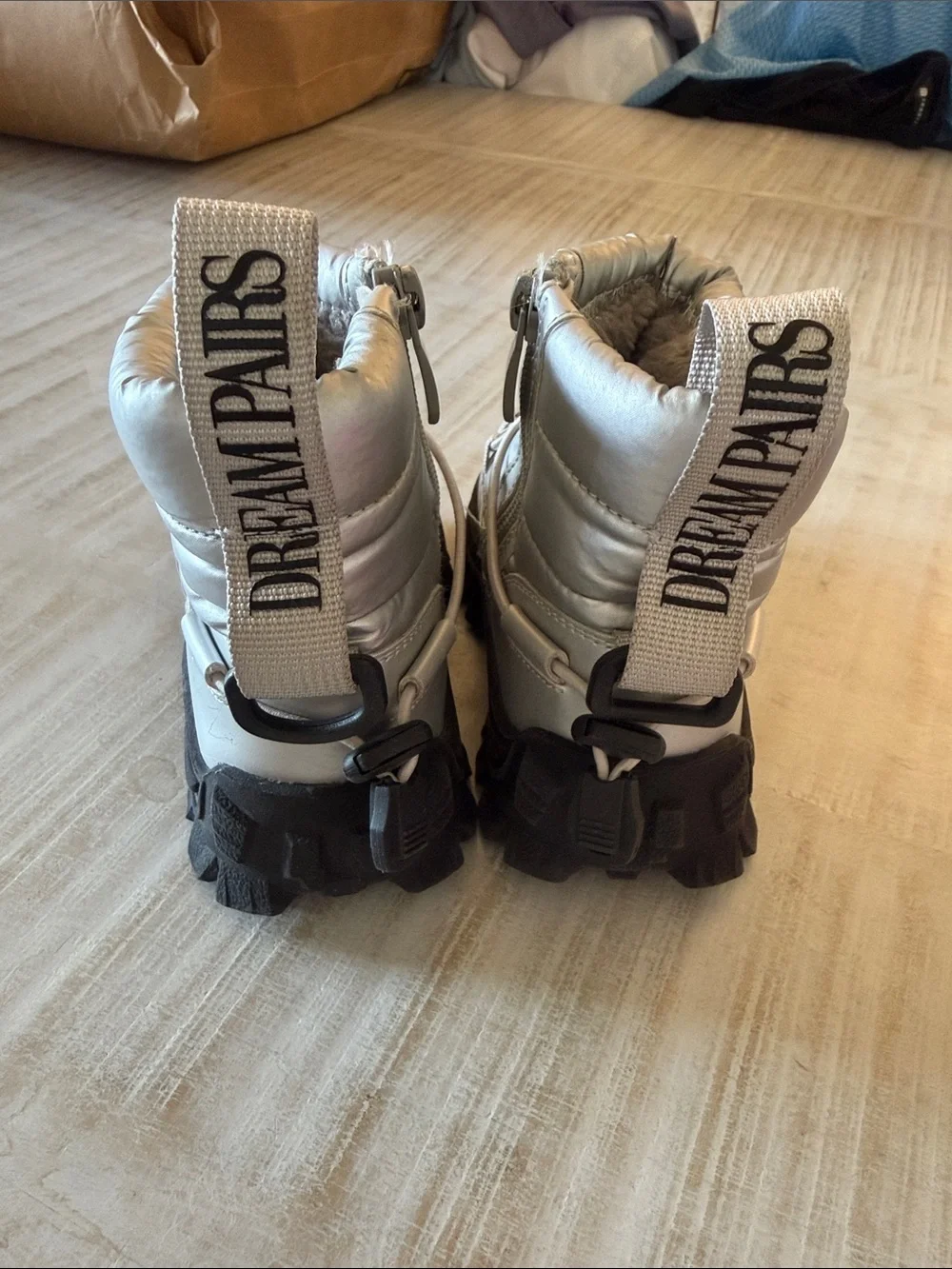 Dream Pairs Metallic Silver Kids Snow Boots